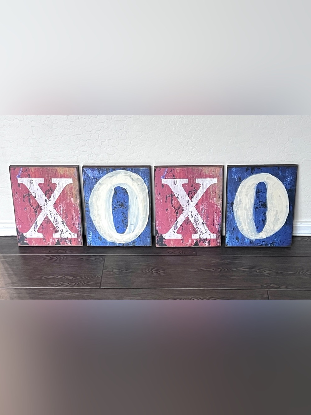 Pier 1 Imports Rustic XOXO Wood Wall Art Panels Set of 4